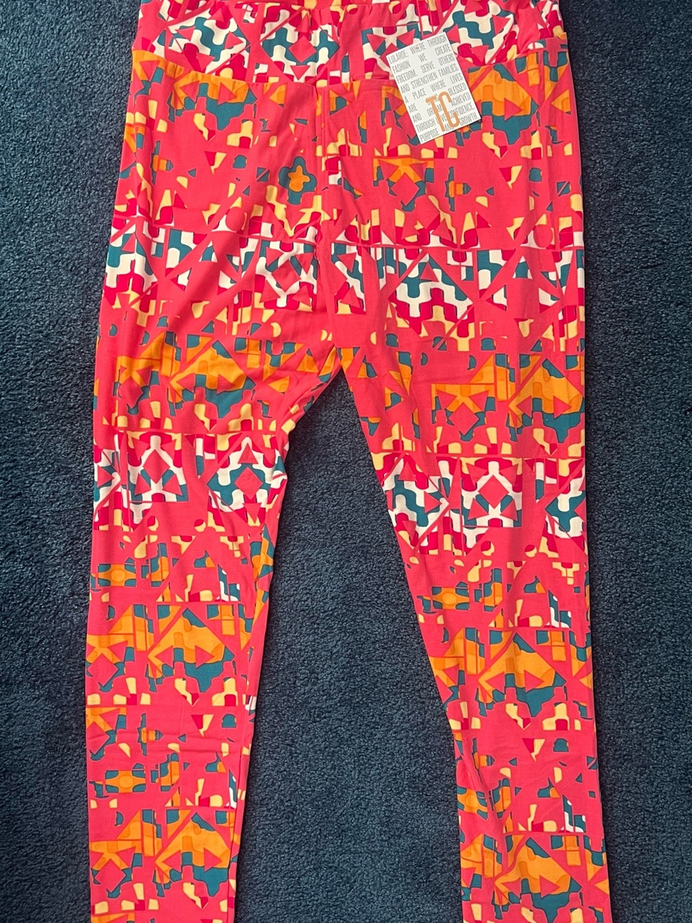 LuLaRoe Bright Red Geometric Print Leggings
